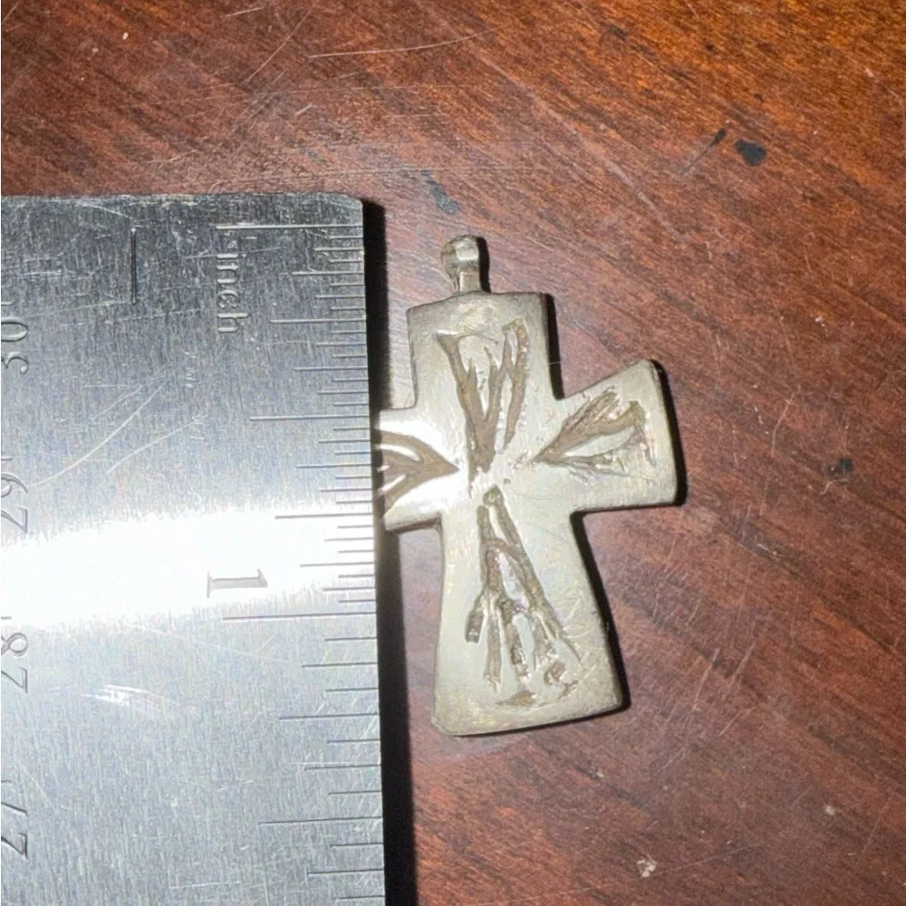Antique Silver Ethiopian Coptic Cross Pendant Handmade Tribal Jewelry